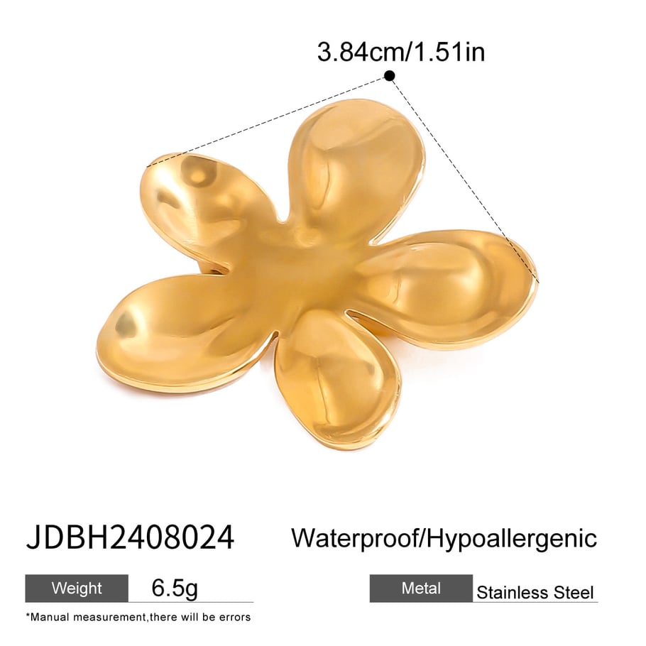 1 Piece Romantic Sweet Style Petal Shape Stainless Steel 18K Gold Plated Women's Brooch 