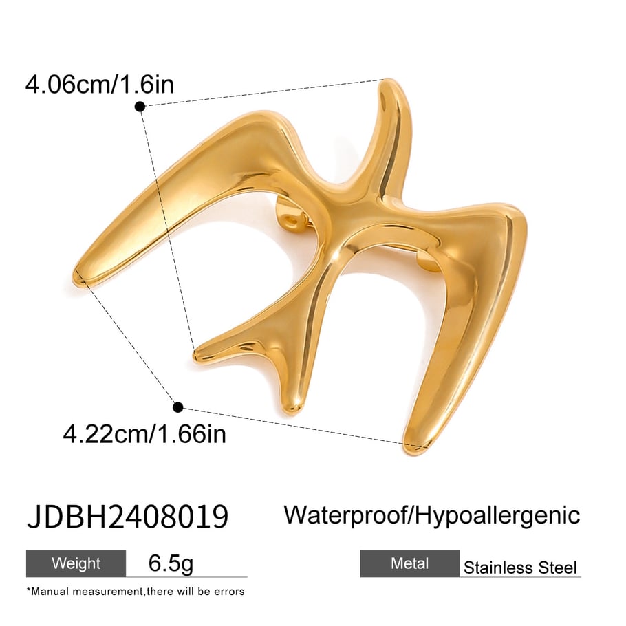 1 Paar Simple Series Simple Animal Edelstahl 18 Karat vergoldete Damenbroschen 