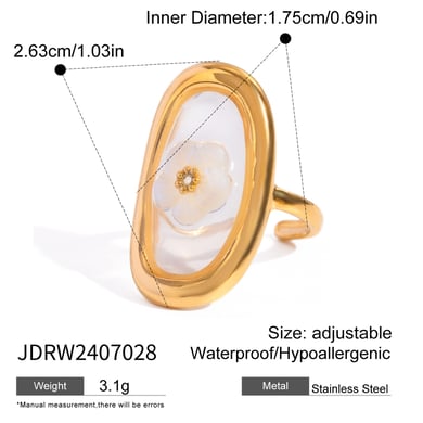 1 Paar Romantische Serie Süße Blume Edelstahl 18 Karat vergoldet Damen verstellbare Ringe h5 