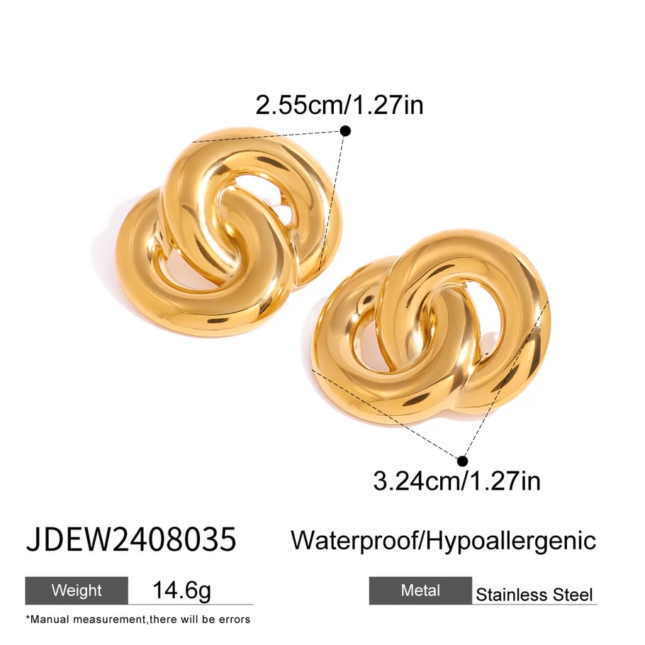 1 Paar Simple Series Retro Geometrische Edelstahl 18K vergoldet Damen Ohrstecker 