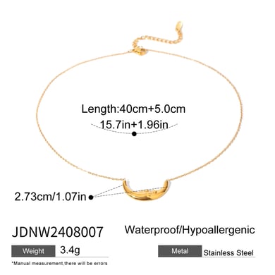 1 Piece Classic Casual Style Moon Shape Stainless Steel 18K Gold Plated Women's Pendant Necklace h5 