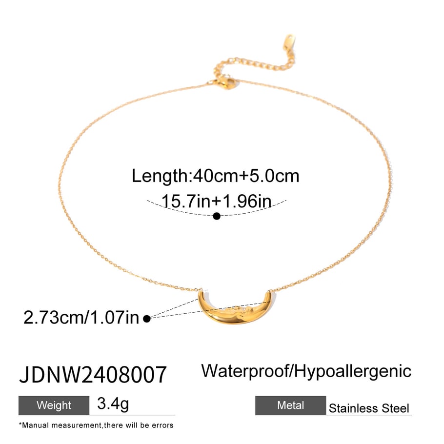 1 Piece Classic Casual Style Moon Shape Stainless Steel 18K Gold Plated Women's Pendant Necklace 