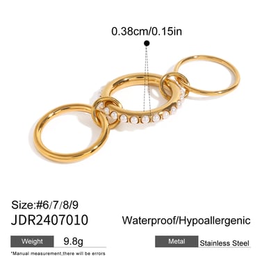 1 pair simple series daily geometric stainless steel  gold plated artificial pearl women single ring h5 