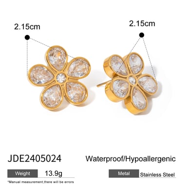 1 Pair Simple Series Retro Flower Stainless Steel 18K Gold Plated Women Stud Earrings h5 
