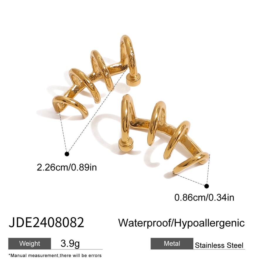 1 Paar Simple Series Retro Geometrischer Edelstahl 18 Karat vergoldete Damen-Clip-On-Ohrringe 