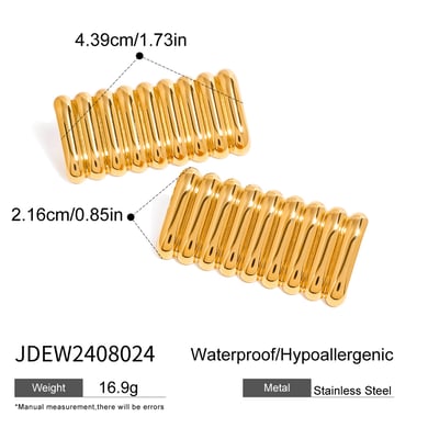 1 Paar Simple Series Einfache geometrische Titanstahl 18 Karat vergoldete Damen-Ohrstecker h5 