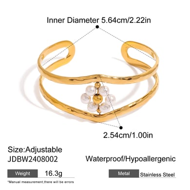1 Piece Simple Series Elegant Flower Stainless Steel 18K Gold Plated Women Bangles h5 