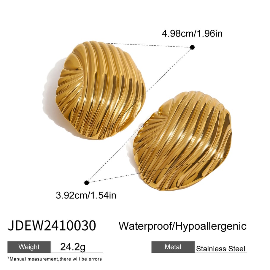 1 Pair Simple Series Casual Geometric Stainless Steel 18K Gold Plated Women Stud Earrings 