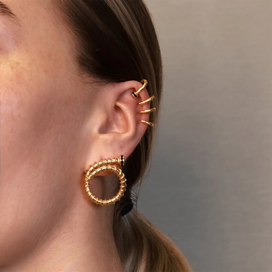 1 pair simple series retro geometric stainless steel gold plated women clip-on earrings h5Picture2