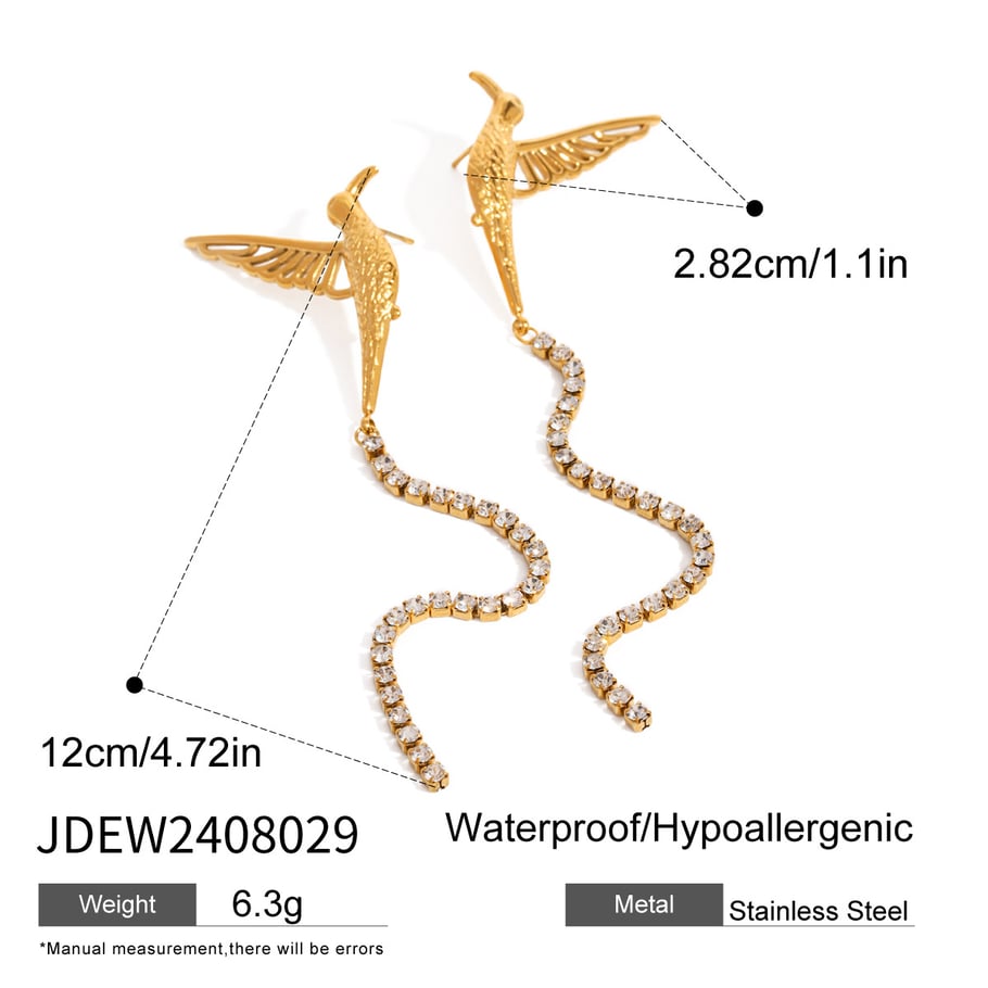 1 Pair Luxurious Series Retro Animal Stainless Steel 18K Gold Plated Women Stud Earrings 