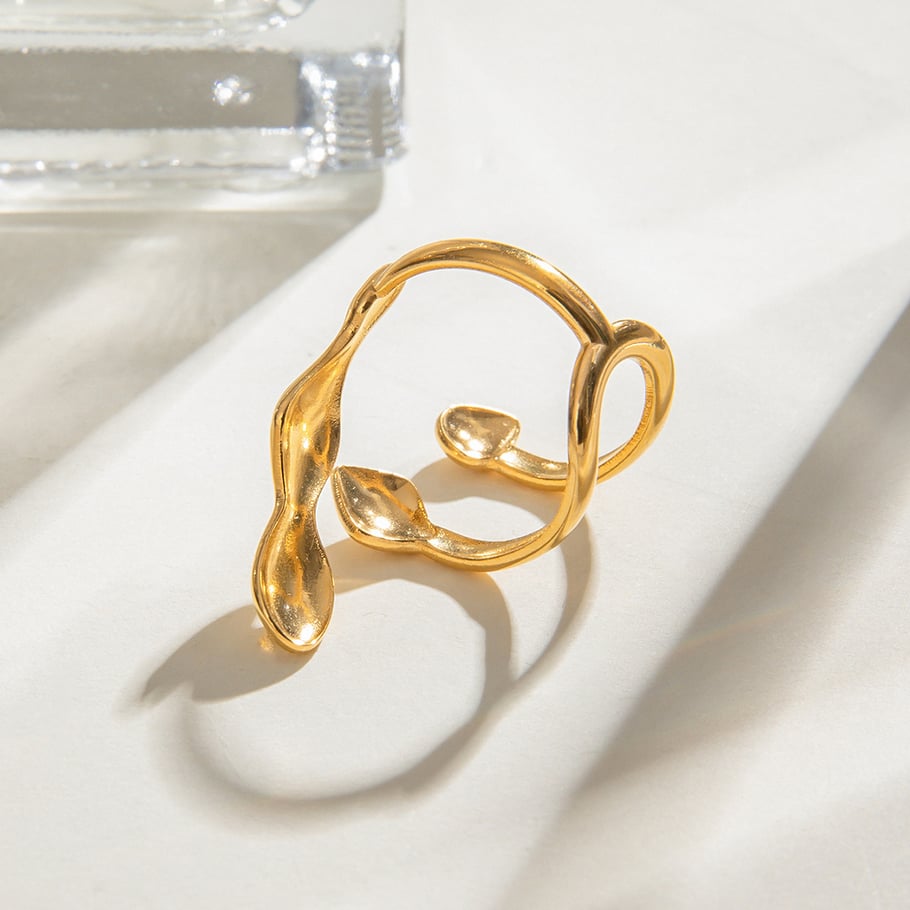 1 Pair Simple Series Simple Geometric Stainless Steel 18K Gold Plated Women Adjustable Rings Picture2