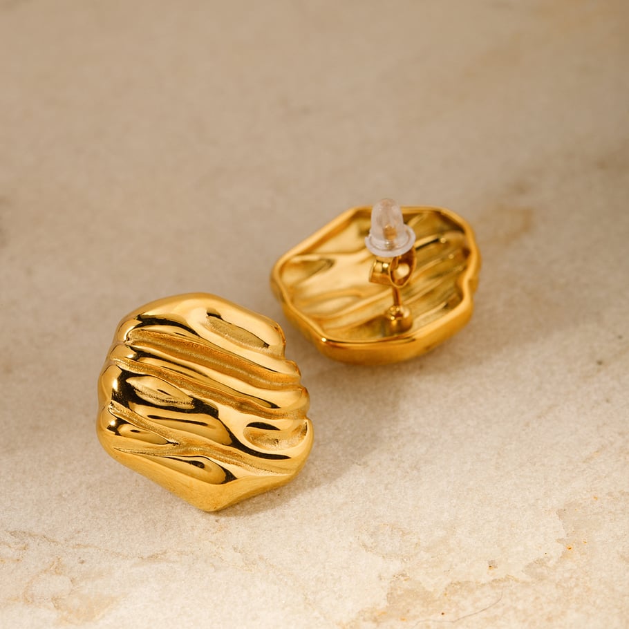 1 Pair Simple Series Simple Solid Color Stainless Steel 18K Gold Plated Women Stud Earrings Picture2
