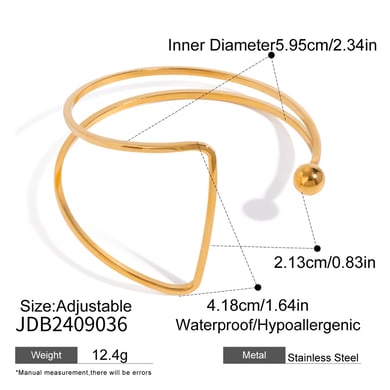 1 Piece Simple Series Simple Geometric Stainless Steel 18K Gold Plated Women Bangles h5 