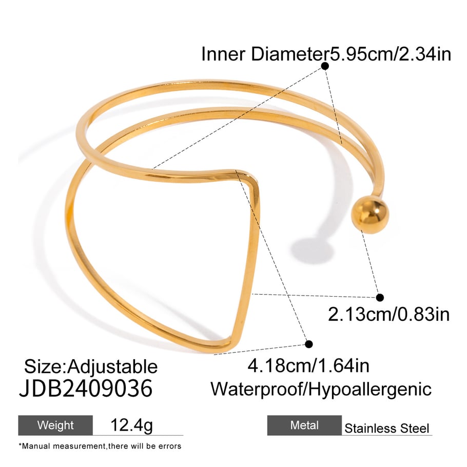 1 Piece Simple Series Simple Geometric Stainless Steel 18K Gold Plated Women Bangles 