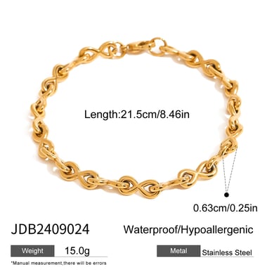 1 Stück Simple Series Klassische geometrische Edelstahl 18 Karat vergoldete Damen-Kettenarmbänder h5 