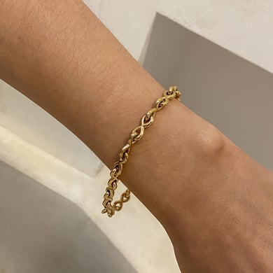 1 Stück Simple Series Klassische geometrische Edelstahl 18 Karat vergoldete Damen-Kettenarmbänder h5 Bild2
