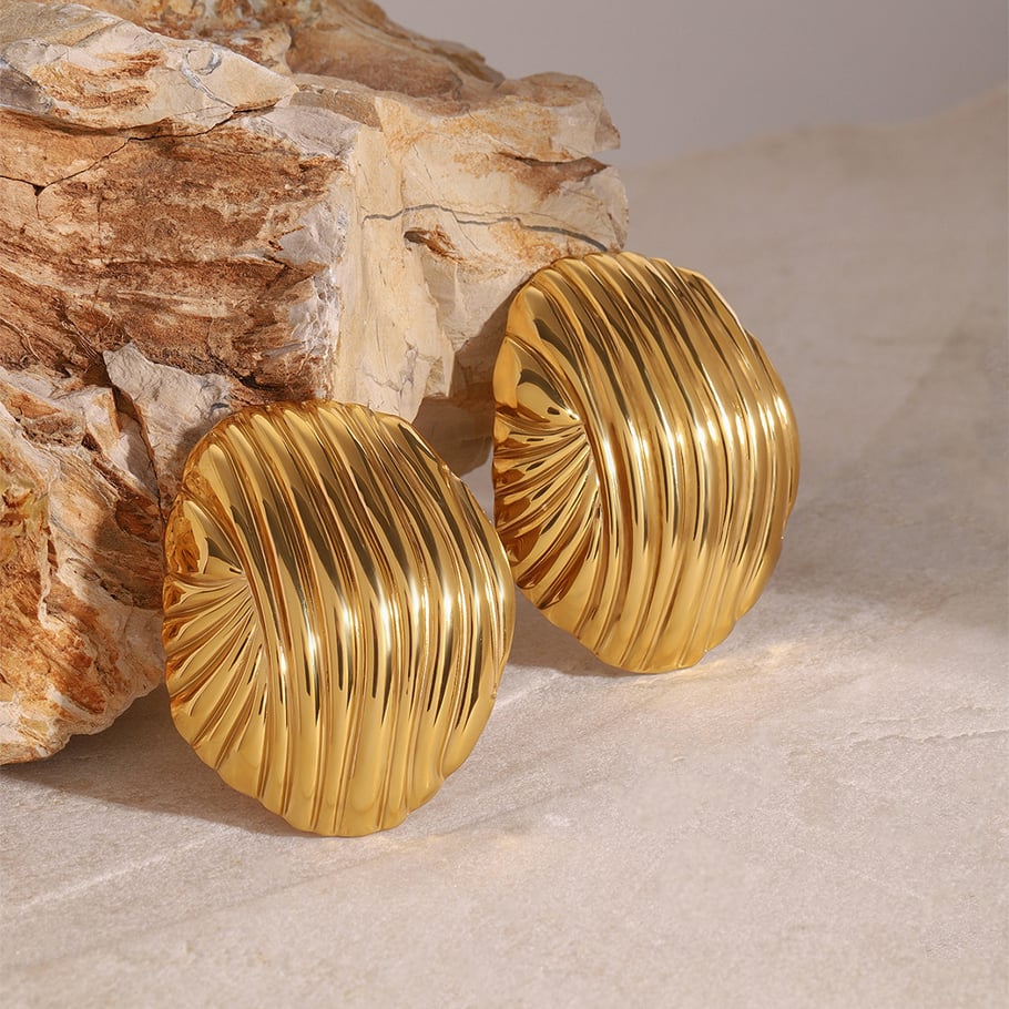 1 Pair Simple Series Casual Geometric Stainless Steel 18K Gold Plated Women Stud Earrings Picture2