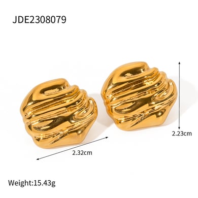 1 Pair Simple Series Simple Solid Color Stainless Steel 18K Gold Plated Women Stud Earrings h5 
