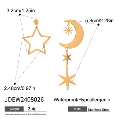 1 Pair Simple Casual Style Hexagram Shape Stainless Steel 18K Gold Plated Women's Drop Earrings h5 