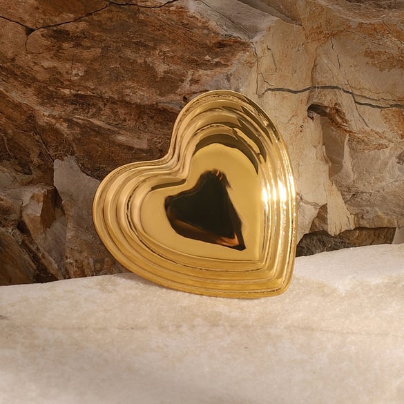 Broches para mujer de acero inoxidable en color dorado, de la serie romántica, clásicos, con forma de corazón, combinables, de 1 pieza
