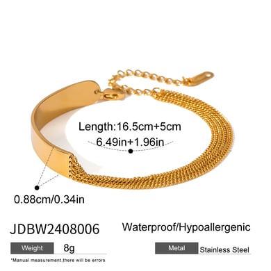 1 Stück Simple Series Einfache geometrische Edelstahl 18 Karat vergoldet Damen Kettenarmbänder h5 