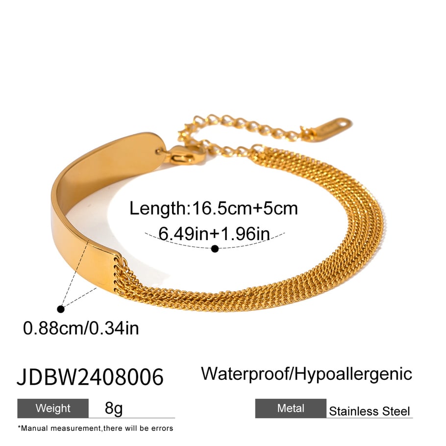 1 Stück Simple Series Einfache geometrische Edelstahl 18 Karat vergoldet Damen Kettenarmbänder 