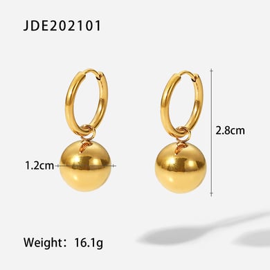 INS fashion new 18K gold stainless steel earrings gold ball pendant titanium steel earrings personalized versatile earrings jewelry for women h5 