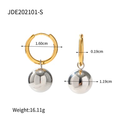 1 Pair Ball Pendant Stainless Steel Drop Earrings h5 