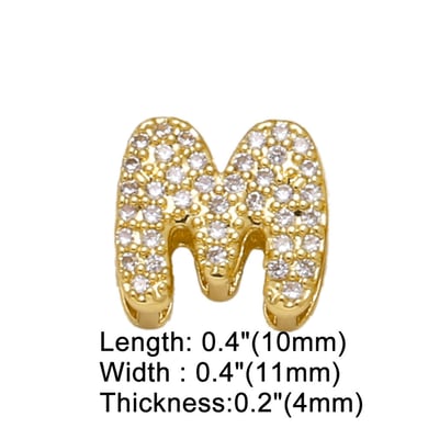 1 pieza de colgantes deslumbrantes de cobre con la letra M de la serie de moda para mujer h5 