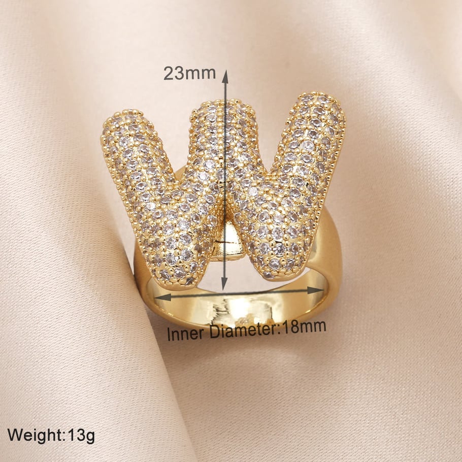 Anillos ajustables de cobre para mujer con la elegante letra W clásica de la serie 1 Imagen2