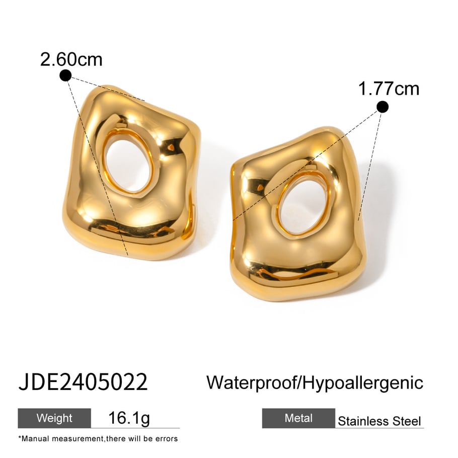 18 Karat Gold Edelstahl speziell geformte hohle Ohrringe Europäische und amerikanische Nische einzigartiges Design hochwertige geometrische Ohrringe aus Titanstahl 