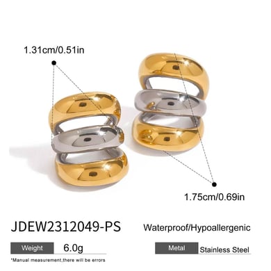 1 Paar einfache Serie Ins Style Ringförmige Edelstahl vergoldete Damen-Clip-on-Ohrringe h5 