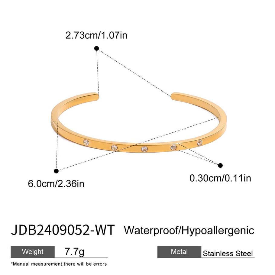 1 Piece Luxurious Series Classic Colorful Annular Stainless Steel Gold Color Women's Bangles 