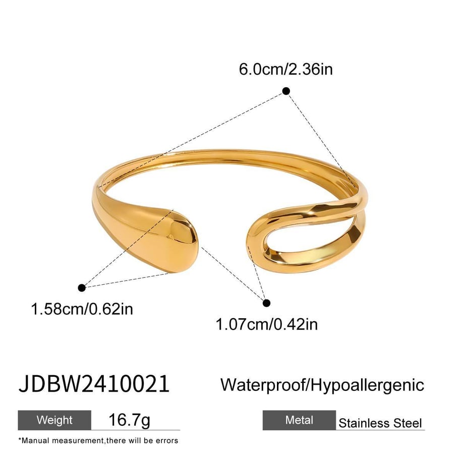 1 Piece Minimalist Series Classic Irregular Annular Stainless Steel Gold Color Women's Bangles 