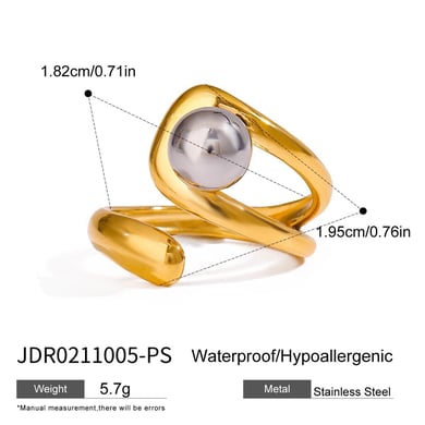 1 Pair Modern Series Fashionable Irregular Stainless Steel Gold Color Women's Single Rings h5 