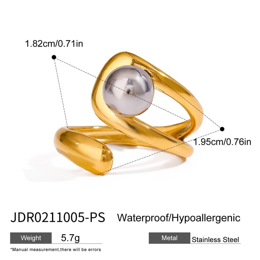 1 Pair Modern Series Fashionable Irregular Stainless Steel Gold Color Women's Single Rings 