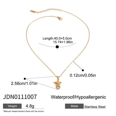 1 Piece Romantic Series Retro Angel Shape Stainless Steel Gold Color Women's Pendant Necklaces h5 