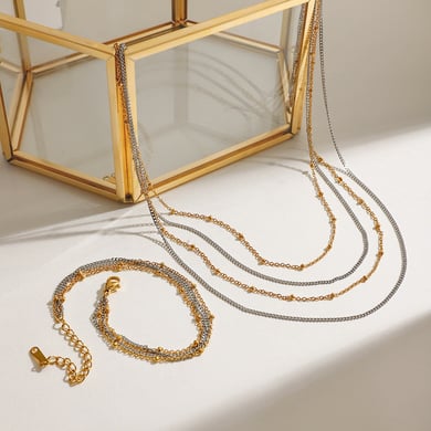 1 Stück Simple Series Tägliche ringförmige Edelstahl-Mehrfachkette für Damen in  h5 Bild2