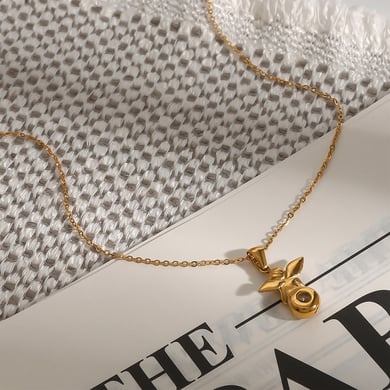 1 Piece Romantic Series Retro Angel Shape Stainless Steel Gold Color Women's Pendant Necklaces h5 Picture2