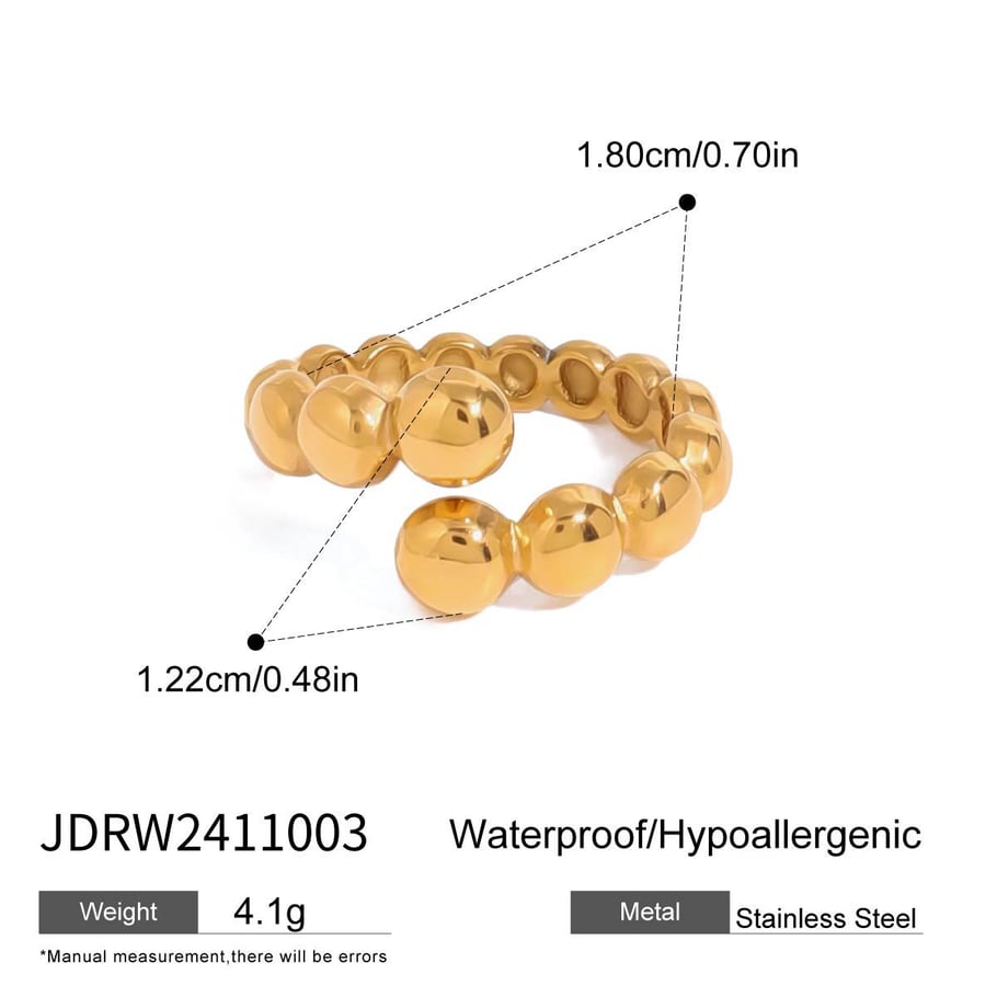 1 Pair Simple Series Original Design Annular Stainless Steel Gold Color Women's Single Rings 
