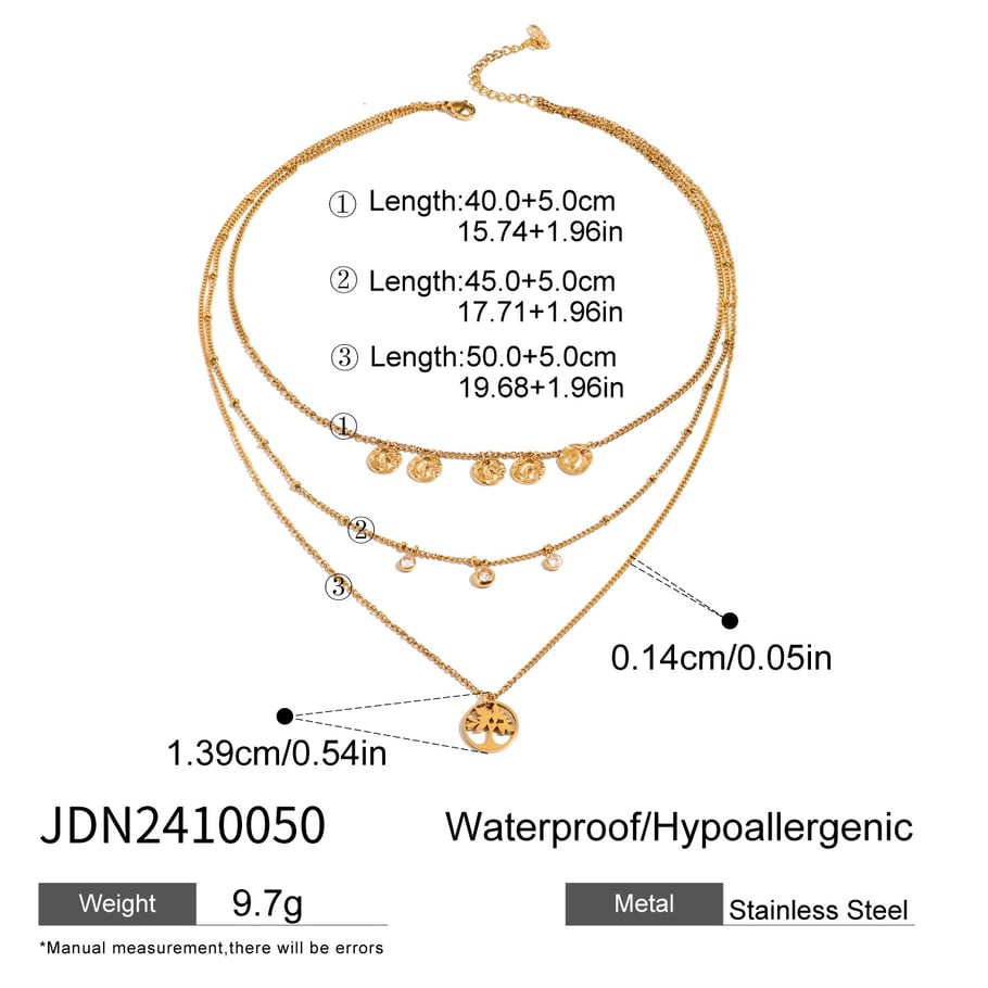 1 Piece Natural Series Elegant Tree Stainless Steel Gold Color Women's Layered Necklaces 
