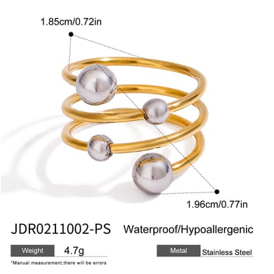 1 Piece Simple Series Personality Asymmetric Sphere Line Stainless Steel Gold Color Women's Single Rings h5 