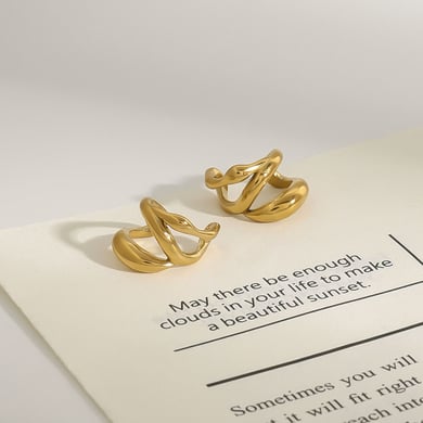 1 Paar Simple Series Klassische unregelmäßige Edelstahl-Ohrclips für Damen, vergoldet h5 Bild2
