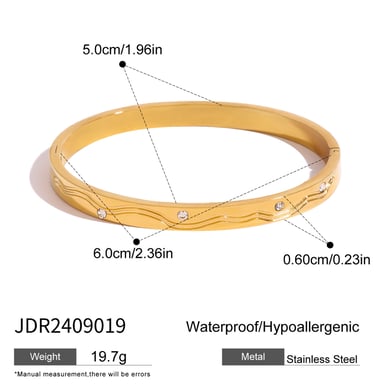 1 Stück Luxuriöse Serie Europa und Amerika Runde Edelstahl Gold Farbe Überzogene Damen Armreifen h5 