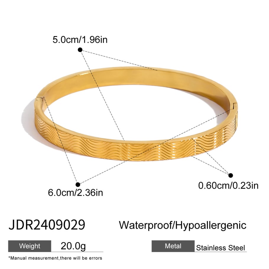 1 Piece Vacation Series Beach Spray Wave Stainless Steel Gold Color Women's Bangles 