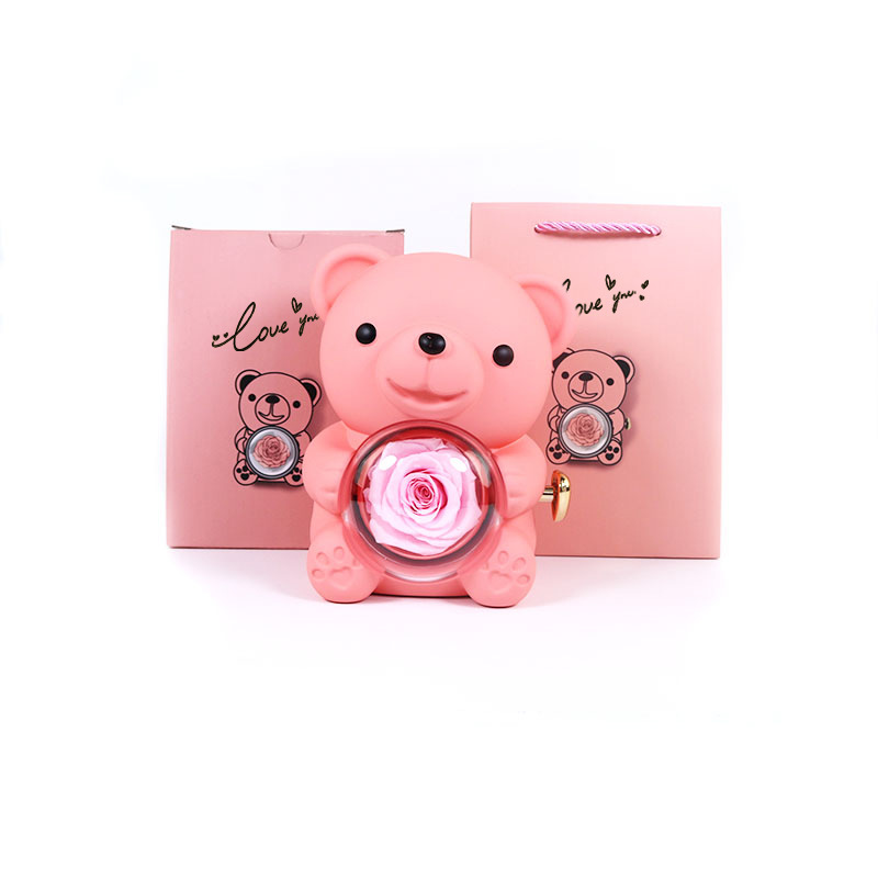 Bear Rose Valentine's Day Gift Revolving Jewelry Box 
