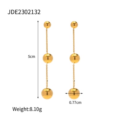 1 Pair Minimalist Series Elegant Sphere Tassels Stainless Steel Gold Color Women's Drop Earrings h5 