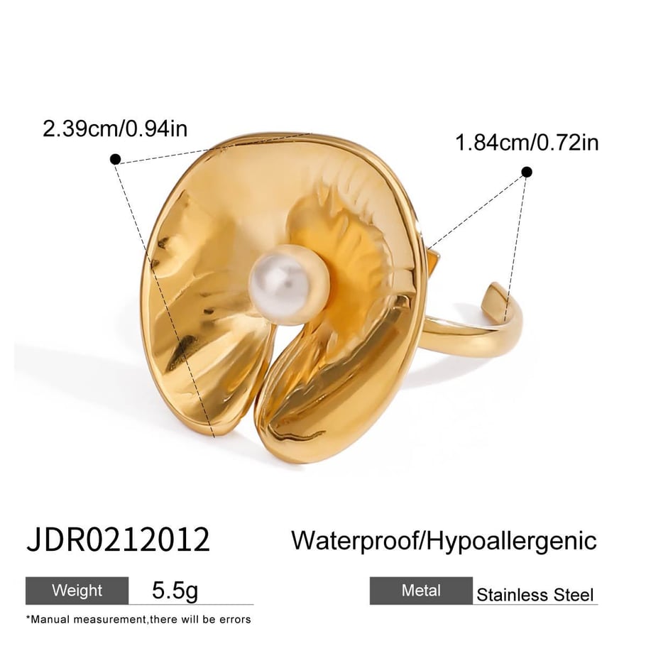 1 Paar Luxuriöse Serie Natürliche Pflanze Edelstahl Gold Farbe Überzogene Verstellbare Damenringe 