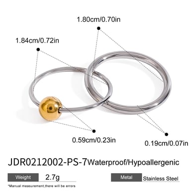 1 Piece Modern Series Double Round All-match Stainless Steel Gold Color Women's Single Rings h5 
