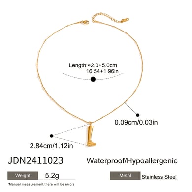 1 Piece Romantic Series Chic Irregular Boot Stainless Steel Gold Color Women's Pendant Necklaces h5 